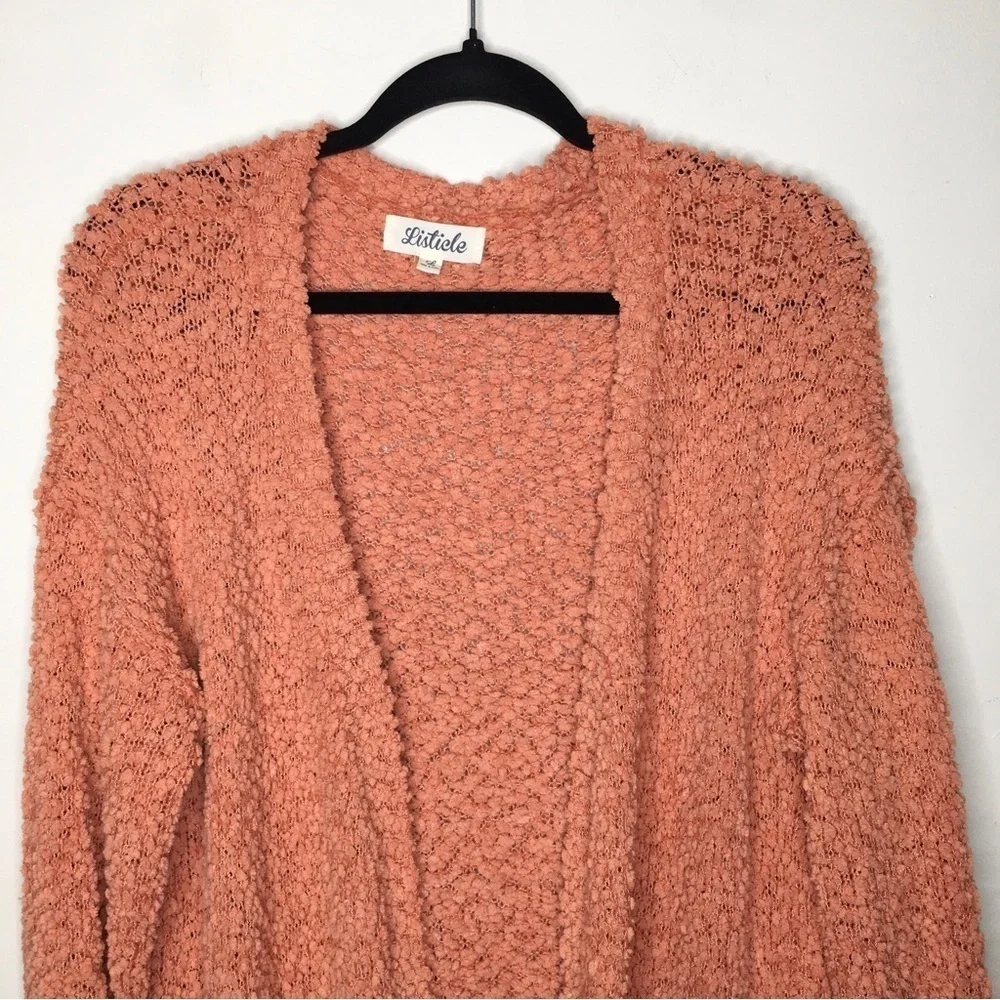Listicle Pumpkin Spice Cozy Popcorn Knit Cardigan‎